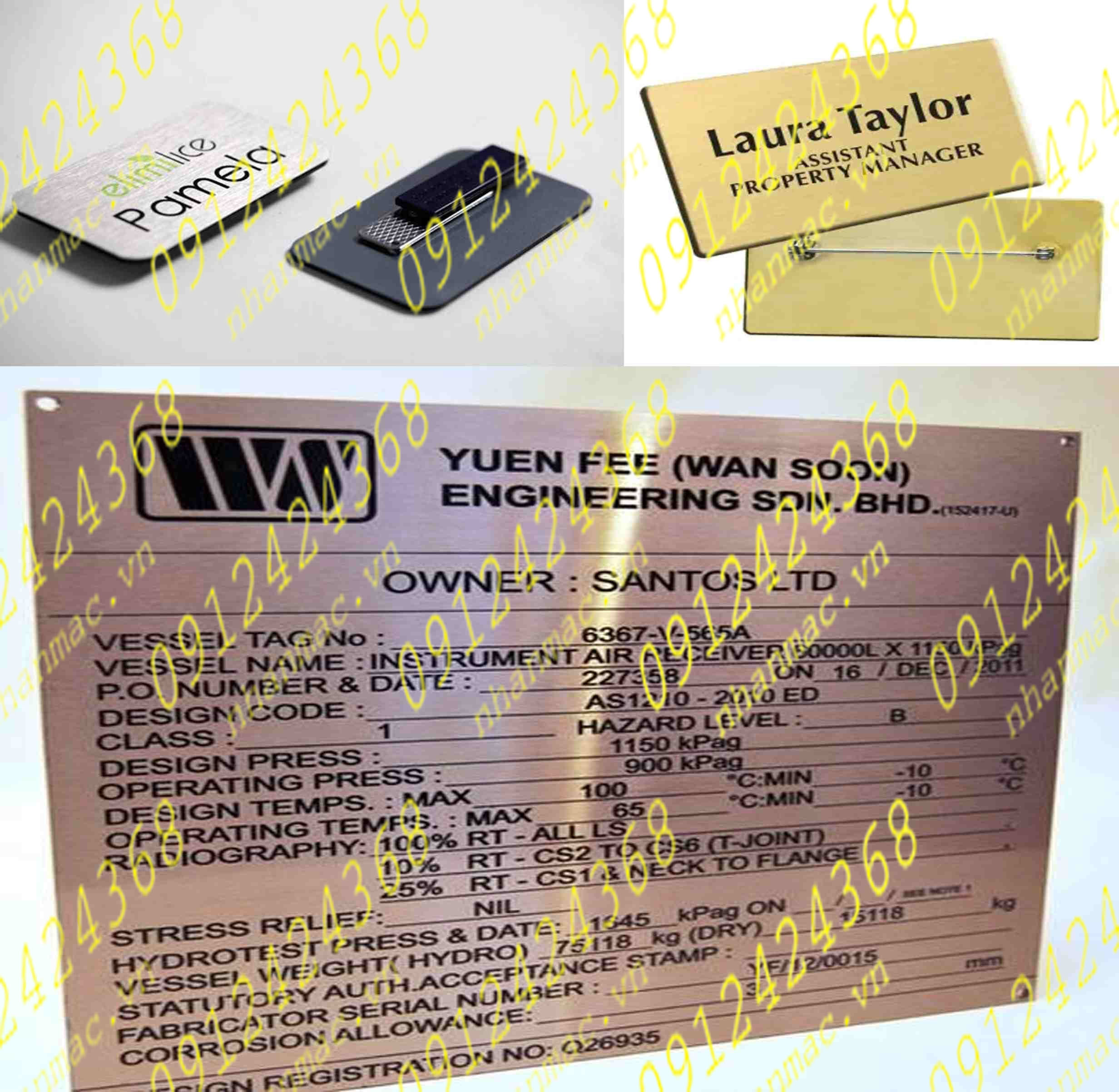 AIM11-Tem inox ăn mòn làm nhãn mác tag name plate thông số máy móc thiết bị nhiều PP cố định