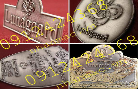 CN14-Tem nhãn mác Logo chữ nổi Inox hợp kim nhôm đồng kim loại làm từ đồng ép nổi giả cổ