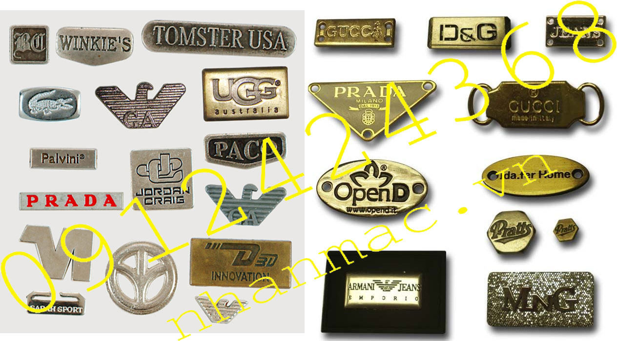 CN20-Tem nhãn mác Logo chữ nổi Inox hợp kim nhôm đồng kim loại  làm logo cho các loại tem nhãn cặp da