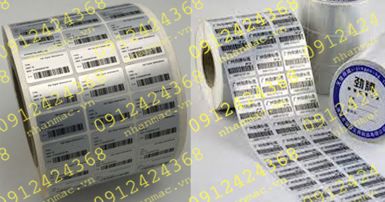 DNC7- Labels tem nhãn mác in trên decal nhôm nhũ thiếc xi bạc  được in và xuất đến khách hàng theo dạng để nguyên cuộn