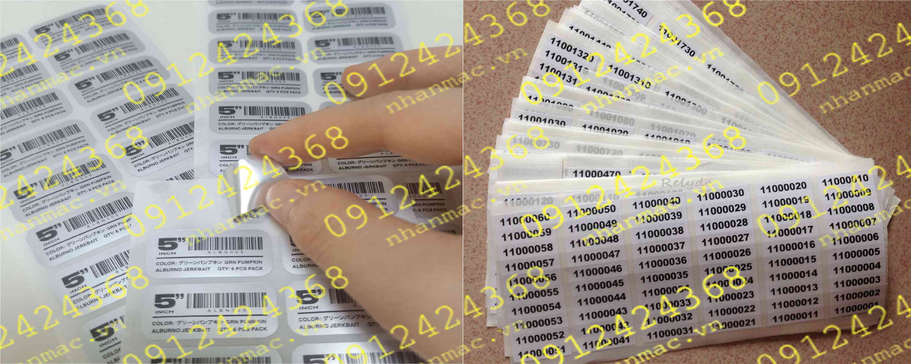 DNC8- Labels tem nhãn mác in trên decal nhôm nhũ thiếc xi bạc được gia công thành các tờ rời-CP