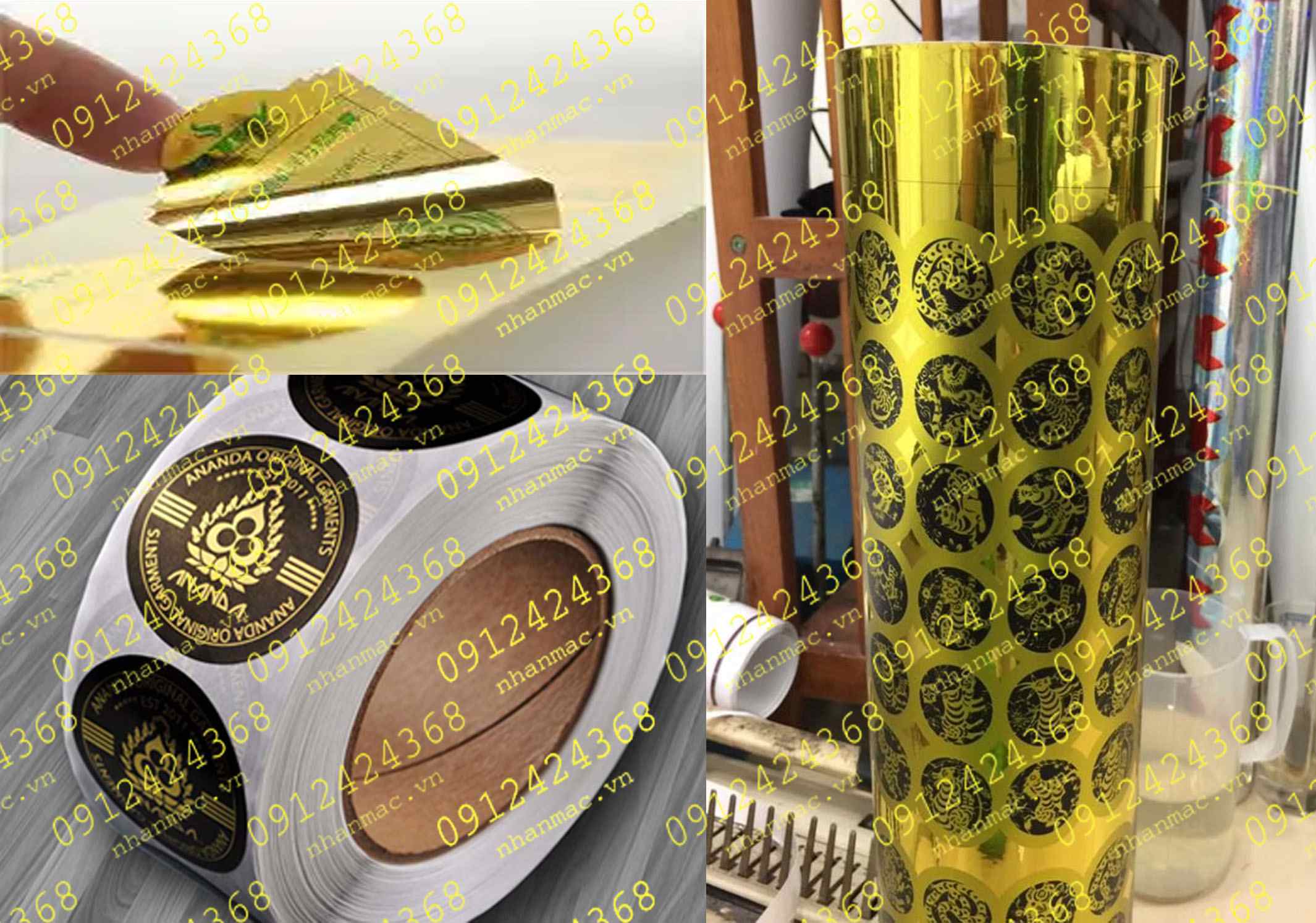 LNC16- Labels tem nhãn mác in cuộn  làm từ Decal nhựa nền xi vàng