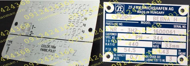 LTM11- Logo tem nhãn mác Tag name plate hợp kim nhôm đồng inox kim loại máy móc in và KC thông số