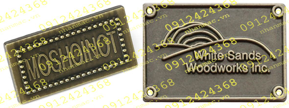 LTM19- Logo tem nhãn mác Tag name plate hợp kim nhôm đồng inox kim loại làm từ đồng ép nổi giả cổ