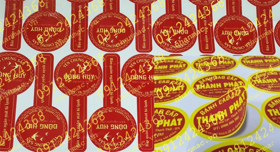 LTN14- Labels nhãn dán tem nhựa - mác giấy in trên vật liệu Decal nhựa nền màu có GNTT