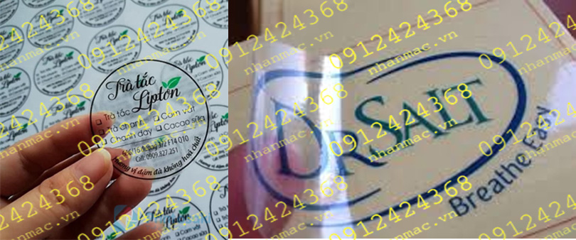 LTN15- Labels nhãn dán tem nhựa - mác giấy in trên vật liệu Decal nhựa nền trong suốt