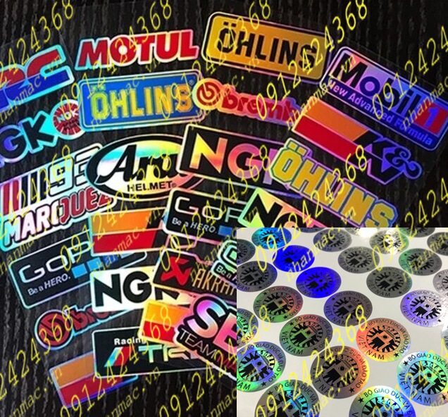 LTN18- Labels nhãn dán tem nhựa - mác giấy in trên vật liệu Decal nhựa 7 màu