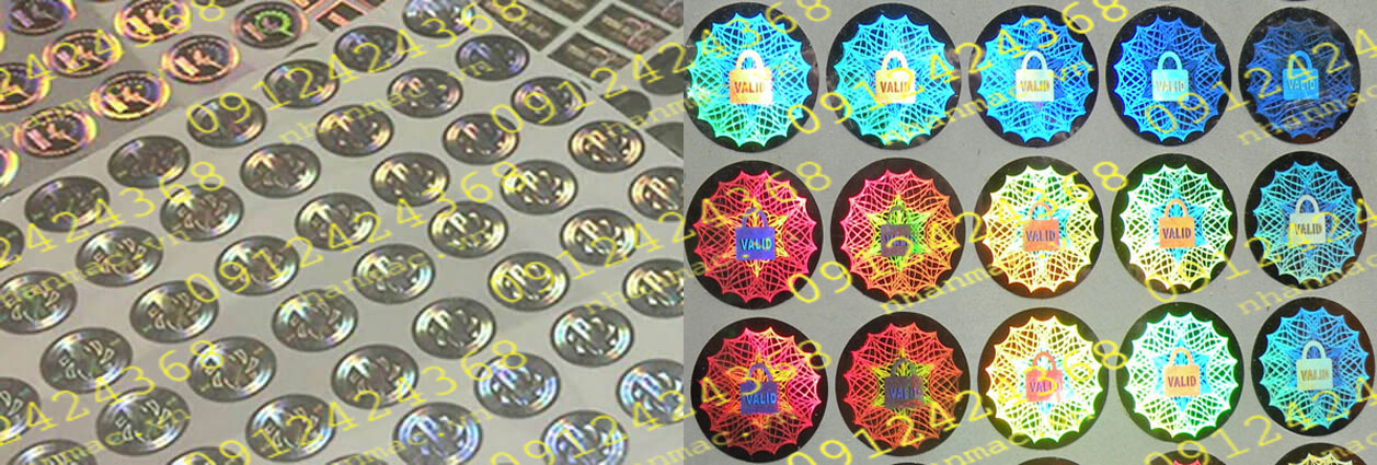 LTN20- Labels tem nhãn mác Decal làm từ Decal nhựa 7 màu Hologram  được ứng dụng làm tem chống hàng giả