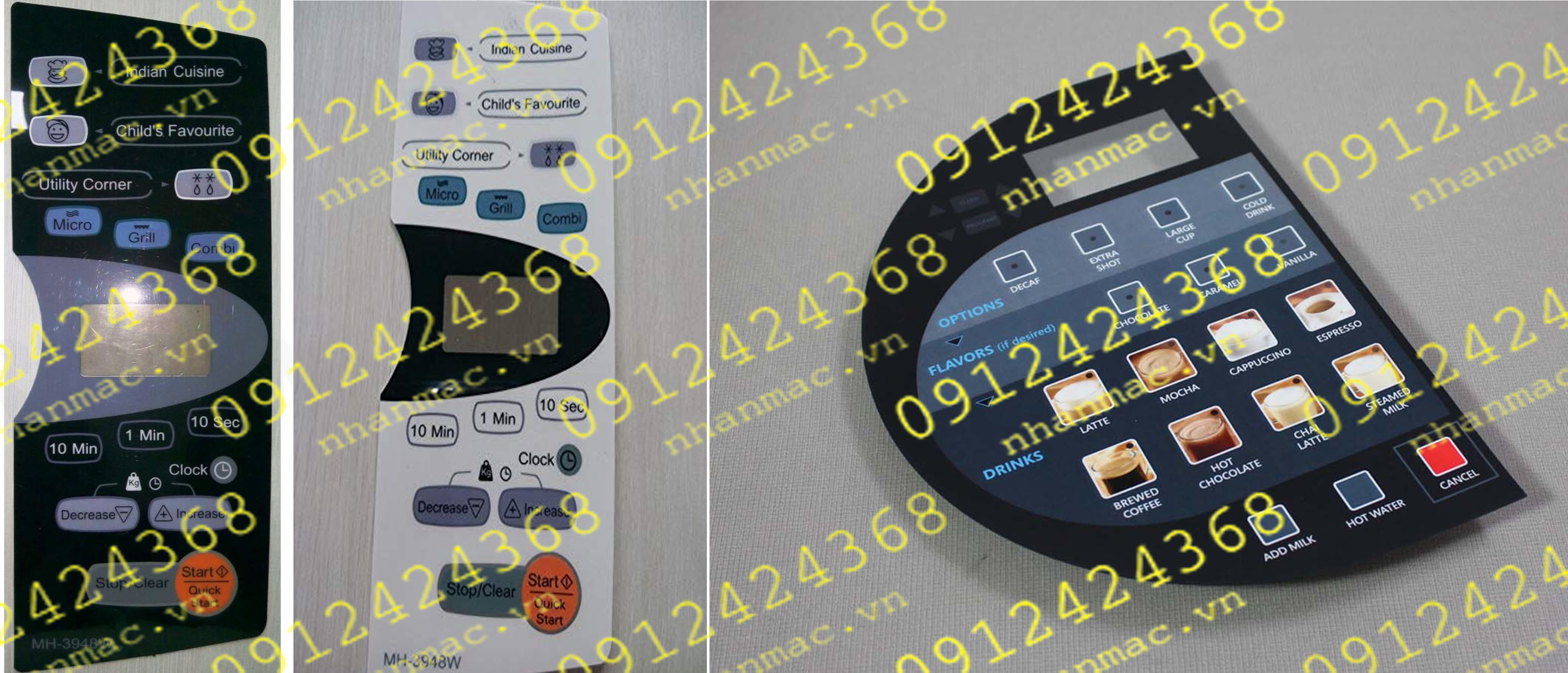 MD15- -  Miếng dán nhấn nút nổi làm tấm che mặt bàn phím bảng điều khiển được sử dụng làm phím bấm mềm bộ trung tâm điều khiển trong lĩnh vực Máy móc gia dụng