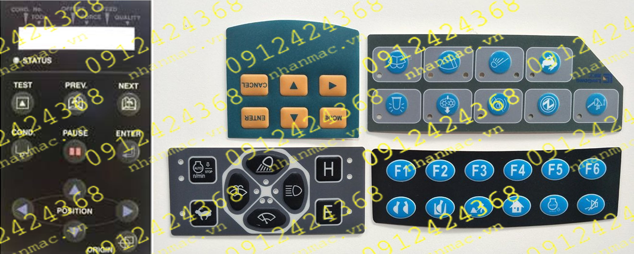 MD9- Miếng dán nhấn nút nổi làm tấm che mặt bàn phím bảng điều khiển được sử dụng làm phím bấm bộ trung tâm điều khiển trong lĩnh vực Máy móc nghành chế biến sơn