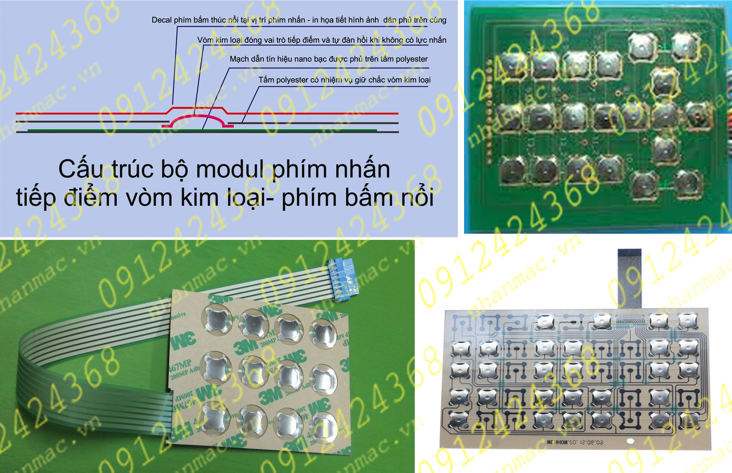 MN13- Cấu trúc bộ Màng nhựa nhấn nút nổi in mực dẫn điện làm bàn phím bấm sử dụng tiếp điểm kim loại hợp kim không gỉ - Copy