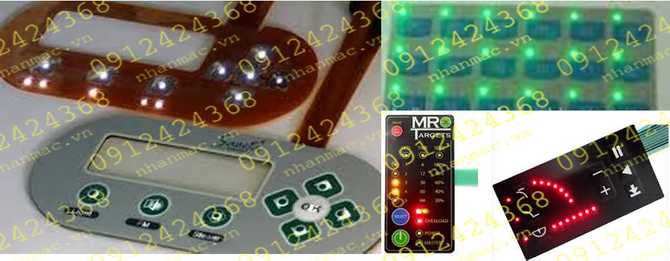 MN20- Màng nhựa nhấn nút nổi in mực dẫn điện làm bàn phím bấm có dán thêm LED có thể sử dụng nhiều loại LED màu
