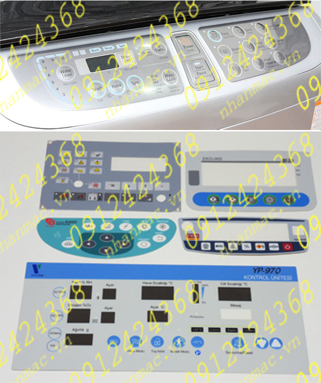 ND15- Tem nhãn mác Decal nhựa nút nhấn nổi làm miếng dán bàn phím bảng điều khiển được sử dụng làm phím bấm  Máy gia dụng