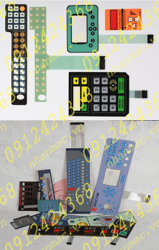 ND23- Tem nhãn mác Decal nhựa nút nhấn nổi làm miếng dán bàn phím bảng điều khiển được  in mạch phím bấm