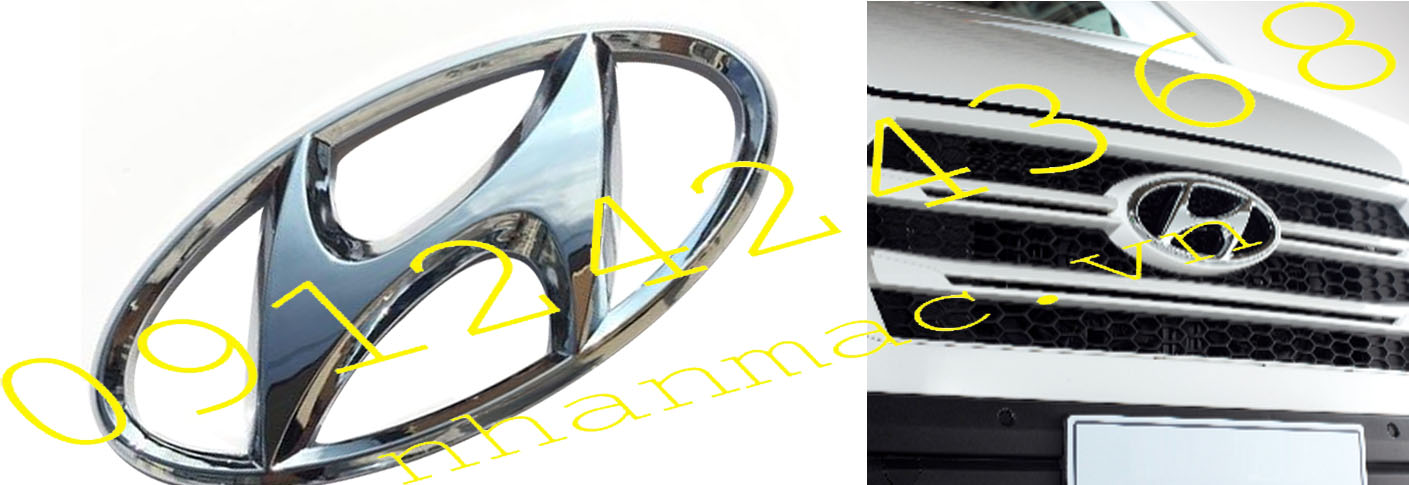 TN11- Tem nhãn mác logo chữ nổi  bằng  nhựa mạ crom làm logo chữ  H của hãng sản xuất ô tô Hyundai