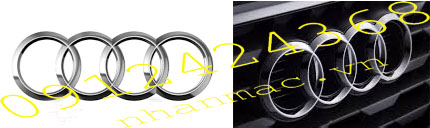 TN6- Tem nhãn mác logo chữ nổi  bằng  nhựa mạ crom làm logo 4 vòng tròn hợp nhất của hãng sản xuất ô tô Audi