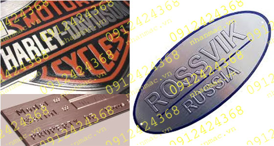 TLI3- Tem nhãn mác Logo inox đồng nhôm kim loại in khắc ăn mòn ép nổi gắn trên nhiều SP