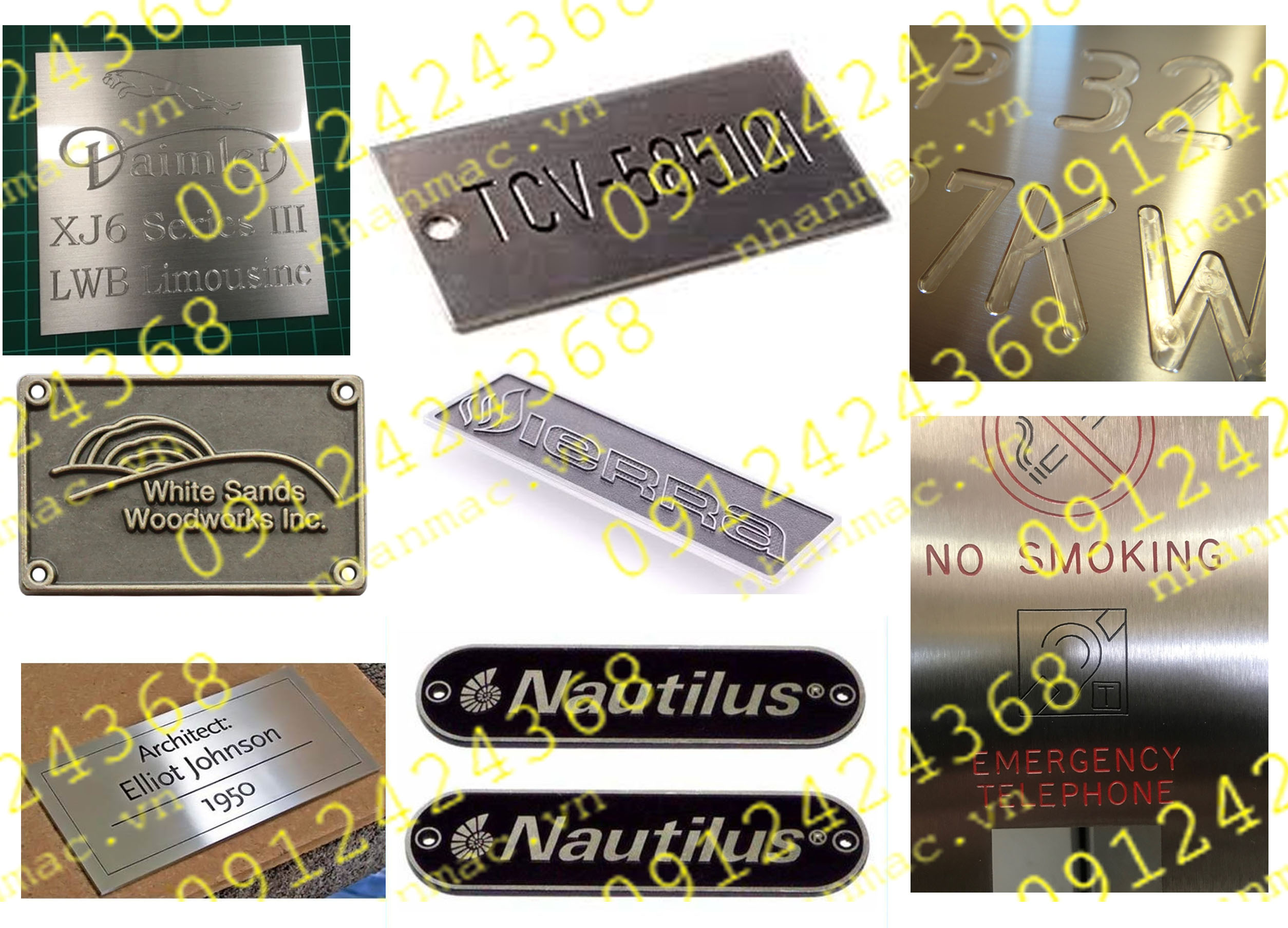 TNN17-Tem nhôm làm logo nhãn mác tag name plate máy móc thiết bị khắc cơ